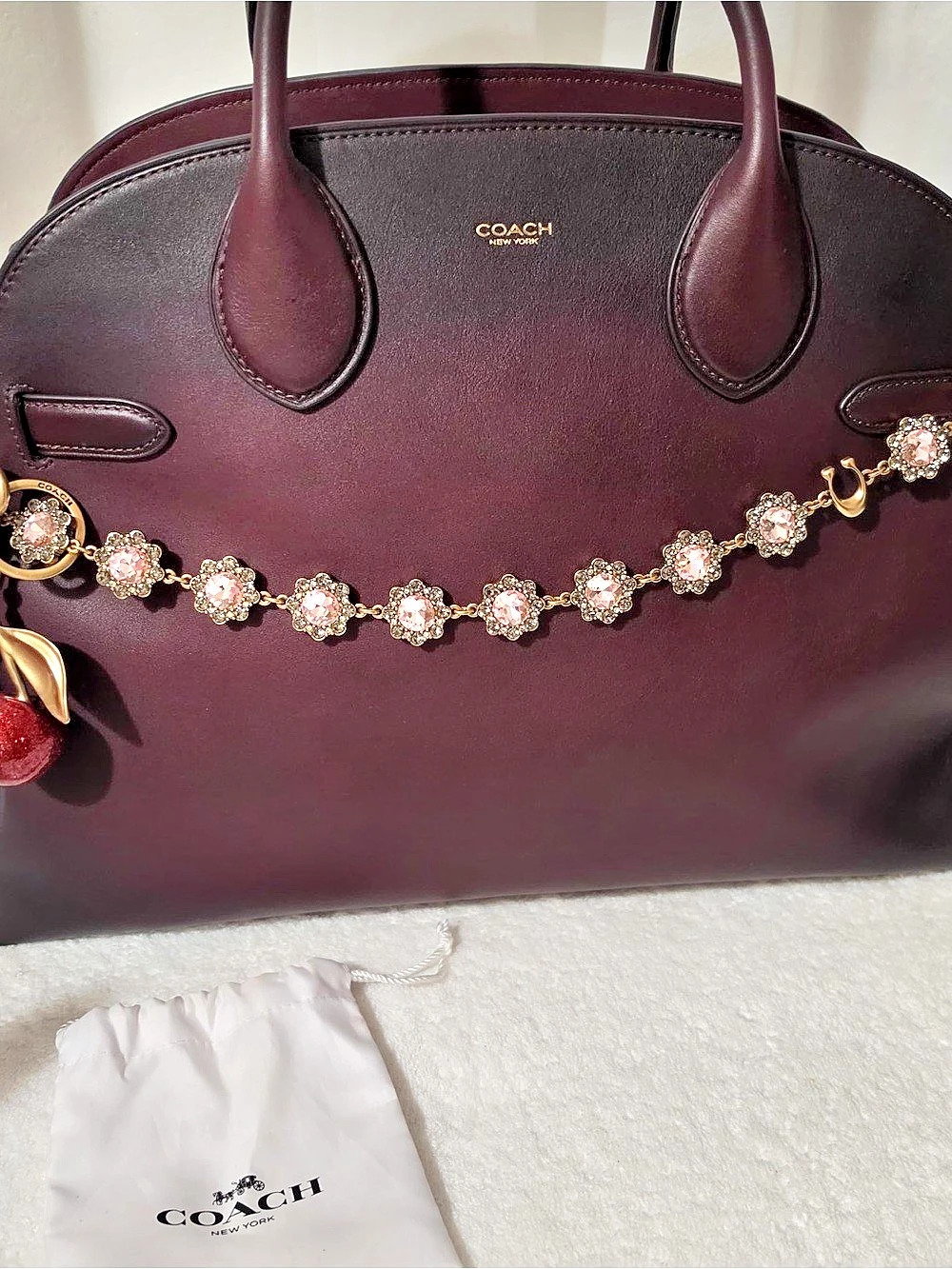 Coach Soft Empire Carryall 40 Satchel Burgundy & Black Like New maple